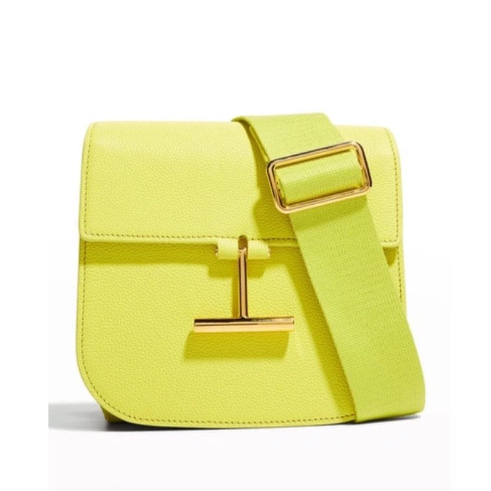 Tom Ford Tara Mini Grain Leather Crossbody Bag In Acid Yellow